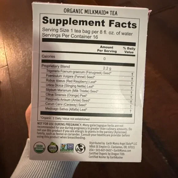 Earth Mama NIB organic milkmaid tea herbal supplement caffeine free breast milk - Picture 4 of 5